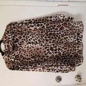 Roaman's Blouse Leopard Sheer Plus Size 14W